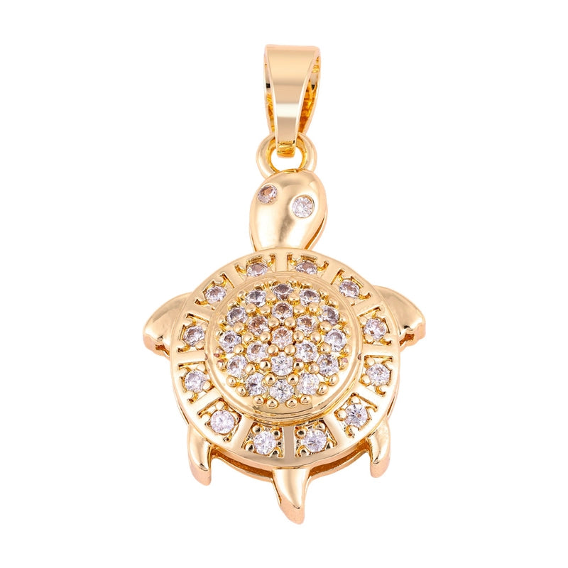 1 Piece Copper Zircon Four Leaf Clover Round Heart Shape Pendant Jewelry Accessories