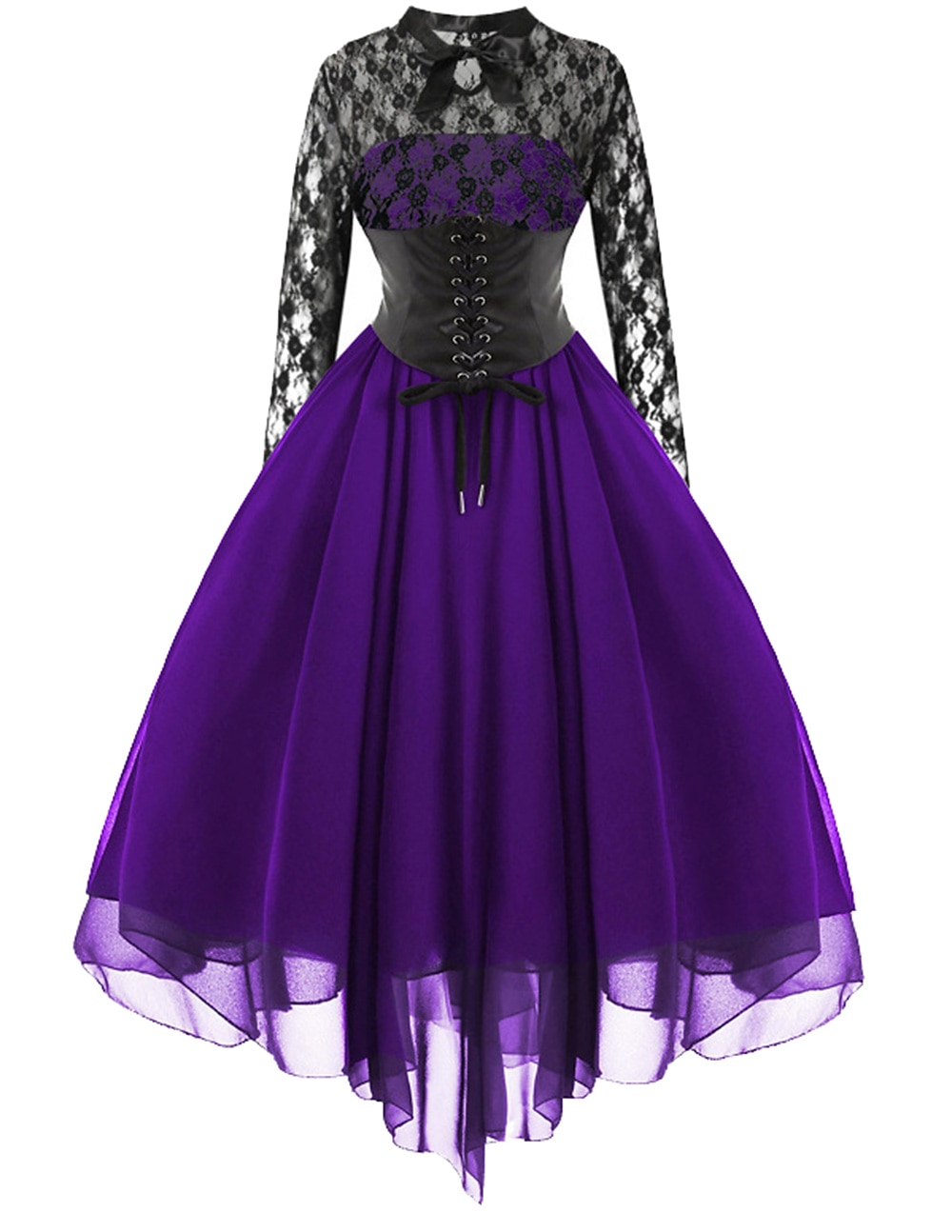 Retro Vintage Punk & Gothic Medieval Dress Masquerade Goth Girl Women's Lace Cosplay Costume Carnival Party / Evening Dress 2023 - US $50.99 –P4