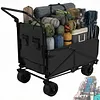 2-in-1 Wagons Carts Foldable 440lbs Capacity Folding Chair Cart with All-Terrain Wheels Beach Wagon for  Sports Garden Camping