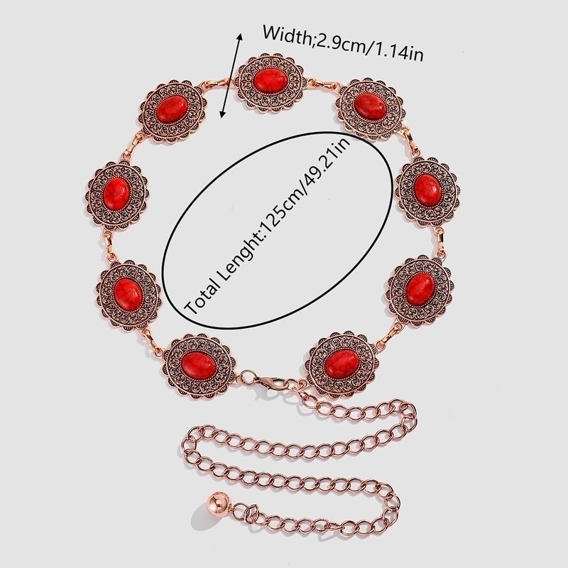 Ethnic Style Geometric Alloy Patchwork Turquoise Unisex Chain Belts