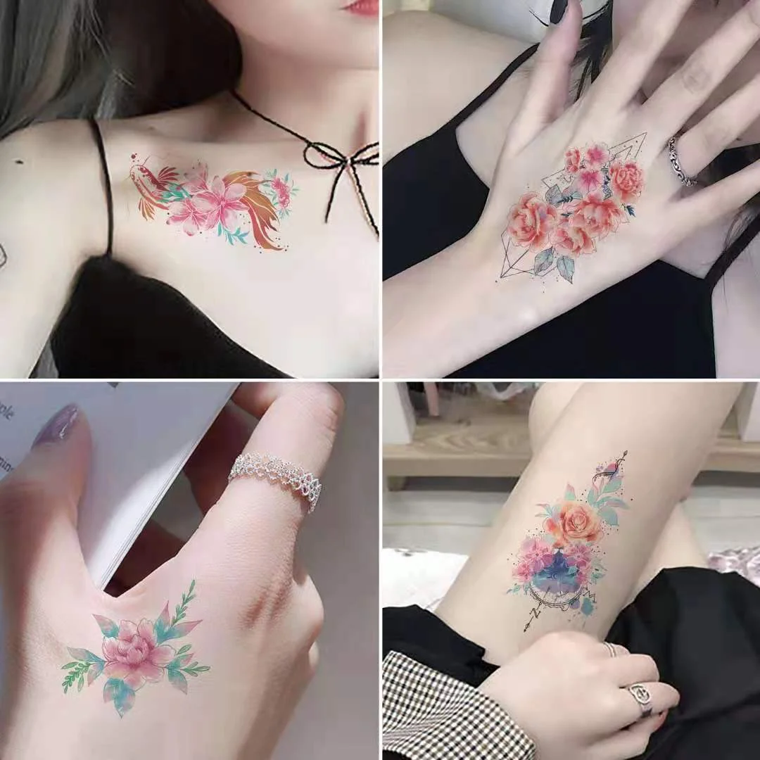 30Pcs Temporary Tattoo Sticker Face Hand Arm Leg Body Art Fake Tatoo Waterproof temporary tattoos Flowers tatuajes temporales