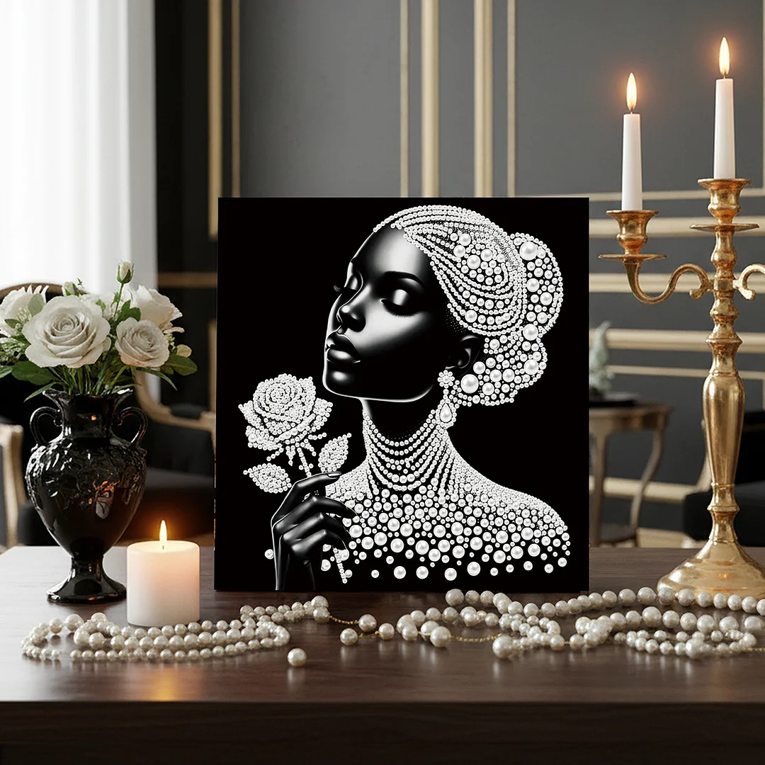 Rose Girl - DIY Pearl Diamond Art Kit With Frame 25*25cm