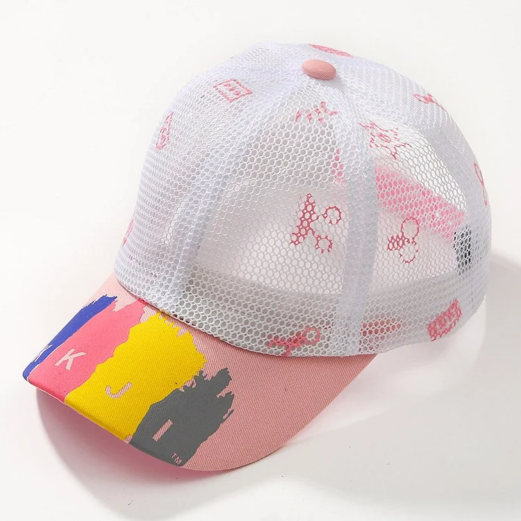 Summer Children Hat Cute Cartoon Letter Printed Thin Mesh Kids Baseball Cap for Boys Girls Breathable Sun Hat Caps