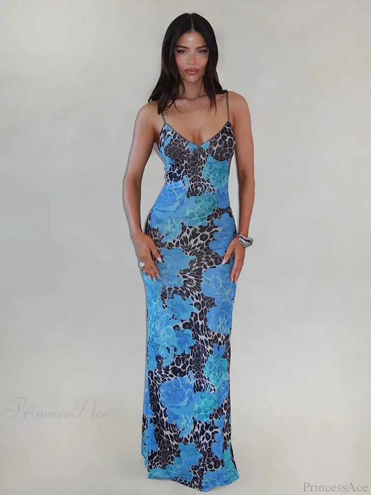 Print Slim Bodycon Maxi Vacation Dress