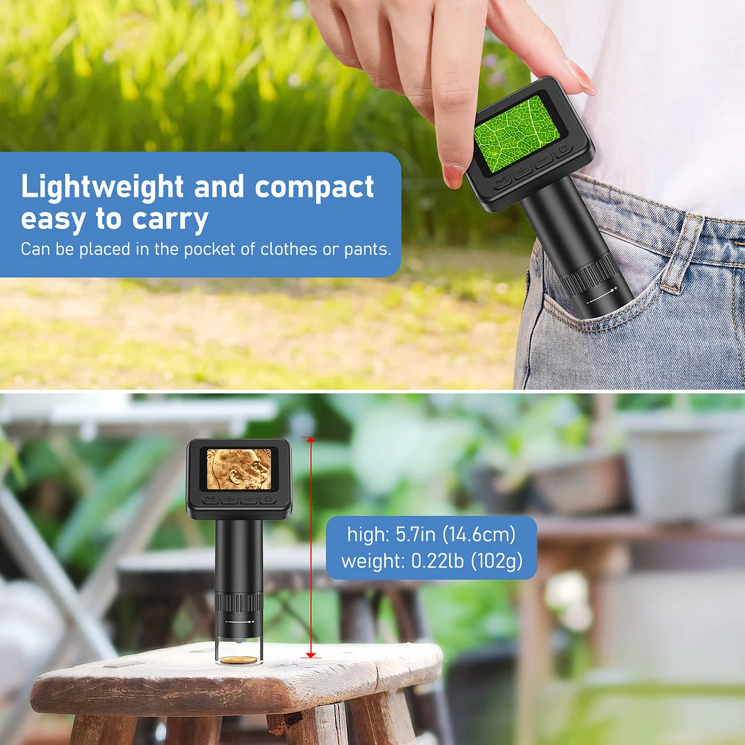 1000X Portable Screen Microscope for Kids and Adults, 32G Memory Card, 1080p Screen, Supports Video Recording, Photography and Playback, Connected to Windows 7 Systems and Later