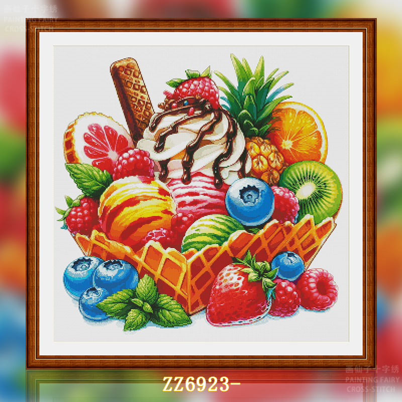 [ZZ6923-Fruit Colorful Ice Cream]  Painting Fairy Cross Stitch
