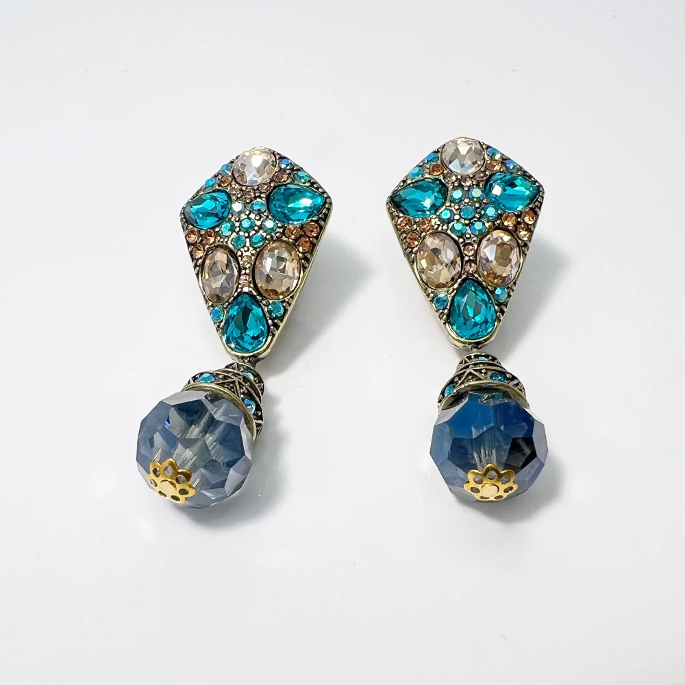 Crystal Blue Water Drop Shape High-grade Earrings