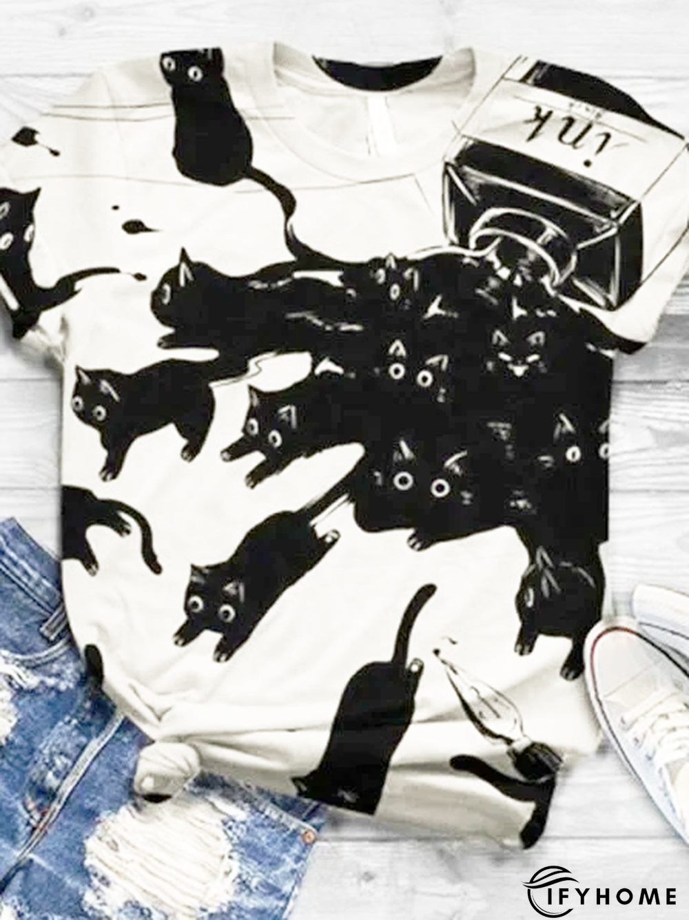 Women Casual Crew Neck Short Sleeve Animal T-shirt | IFYHOME