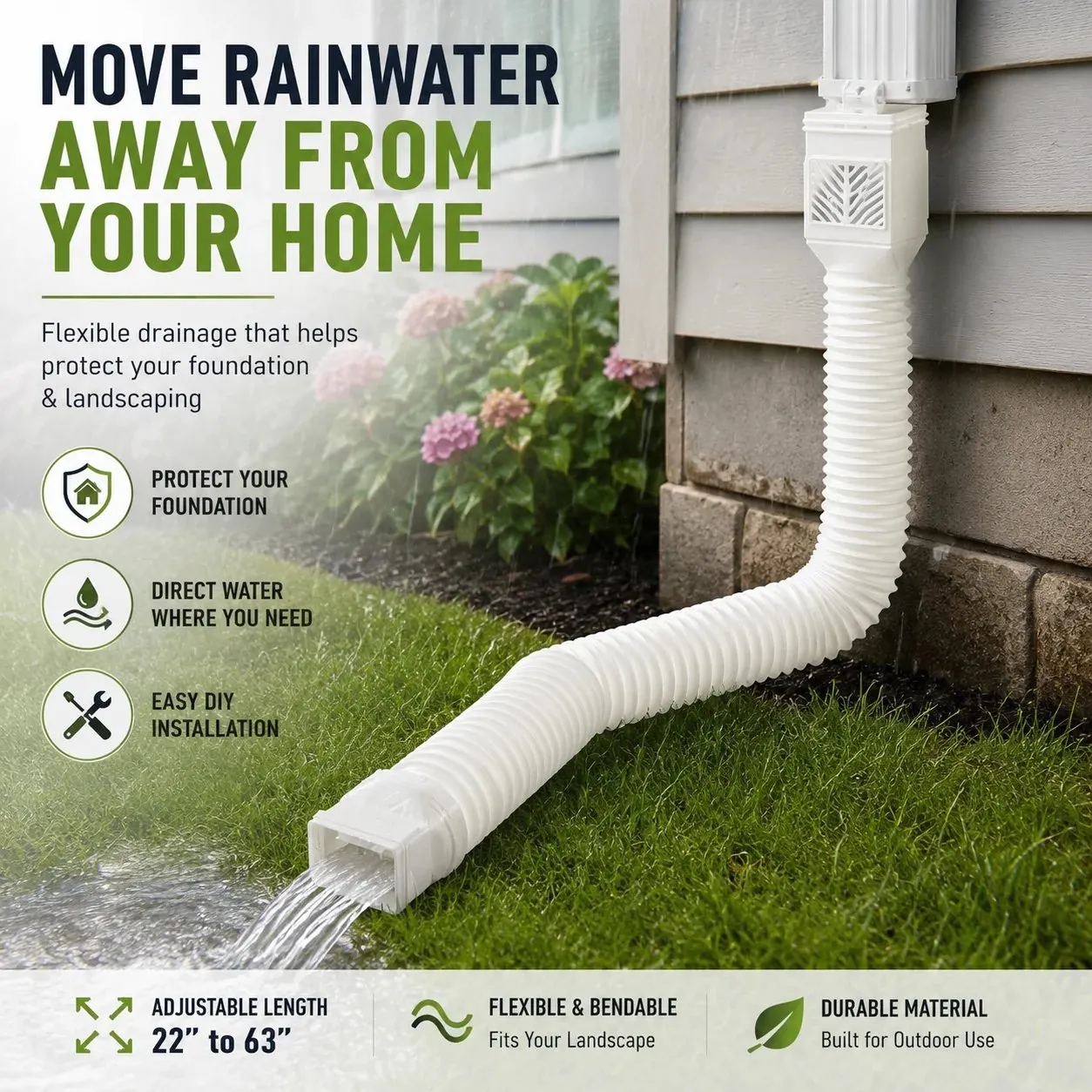 Flexible downspout extension kit