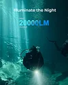 APLOS AP200 Scuba Diving Flashlight, 20000 Lumen Dive Light, Waterproof Underwater Dive Torch with Rechargeable 5000mAh Battery & Charger APLOS Dive Light Official