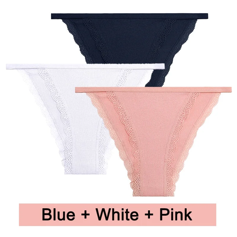 3PCS/Set Lace Women Panties Cotton Underwear Female Lingerie Sexy Panties for Female Intimates Finetoo Ladies Lace Pantys S-XL
