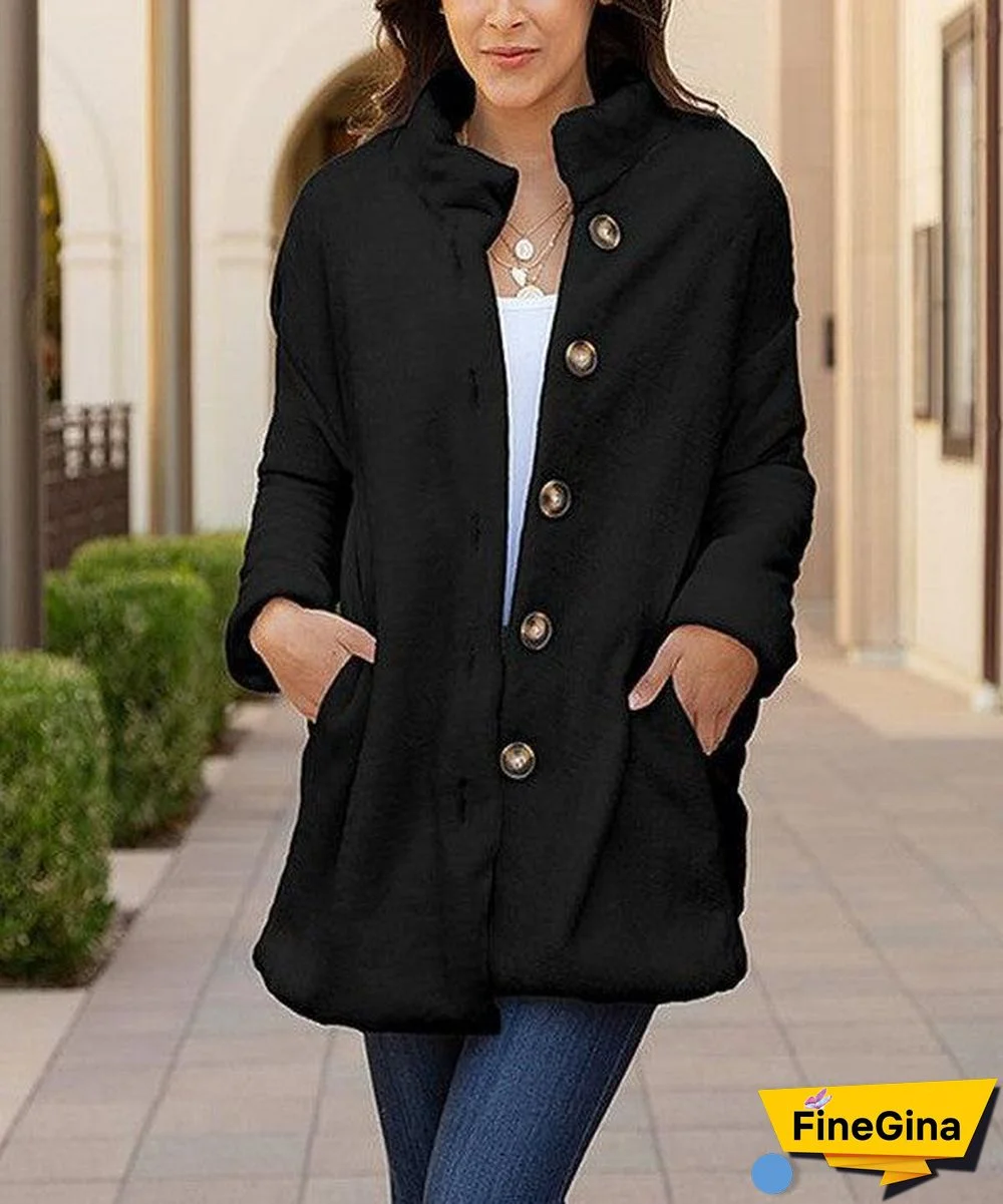 Black Long Sleeve Plain Cardigan