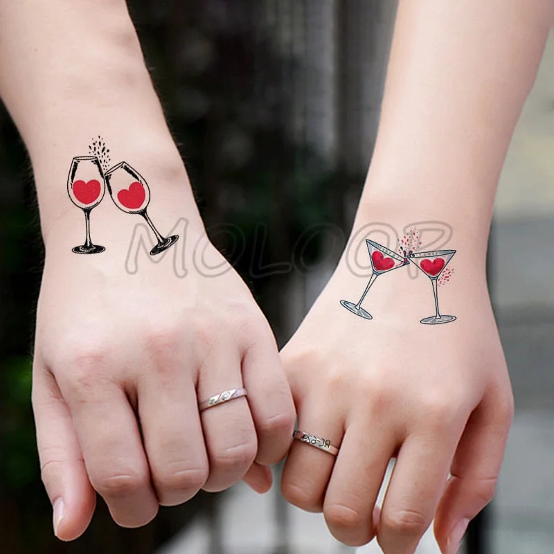 Holding Hands In Love Stickers Hand Heart Tattoo Body Art Makeup Waterproof Temporary Women and Men Fake Tatoo