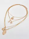 Fashion Coconut Tree Portrait Embossed Pendant Multilayer Necklace