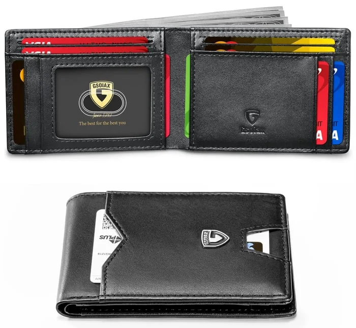 ✨Men's Slim Leather RFID Blocking Wallet - Minimalist Carbon Fiber Bifold⏰Last Day 50% Off