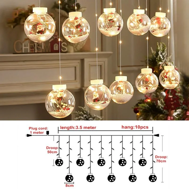 Curtains Christmas Ball LED String Lights