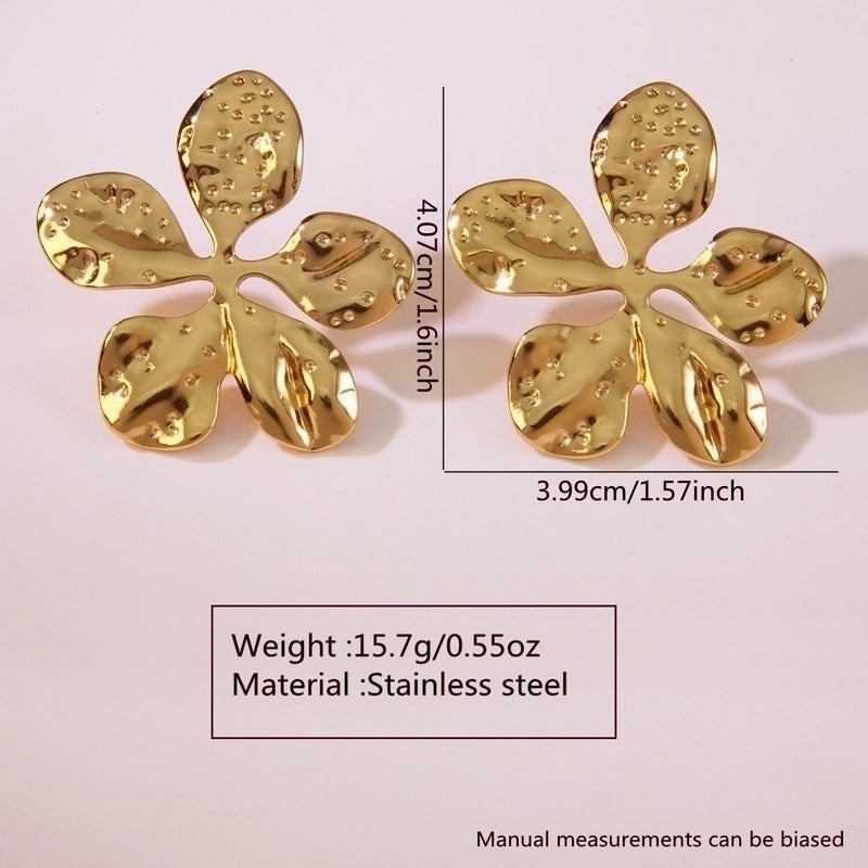 1 Pair Exaggerated Sweet Cool Style Flower Plating 304 Stainless Steel Imitation Gold  Ear Studs