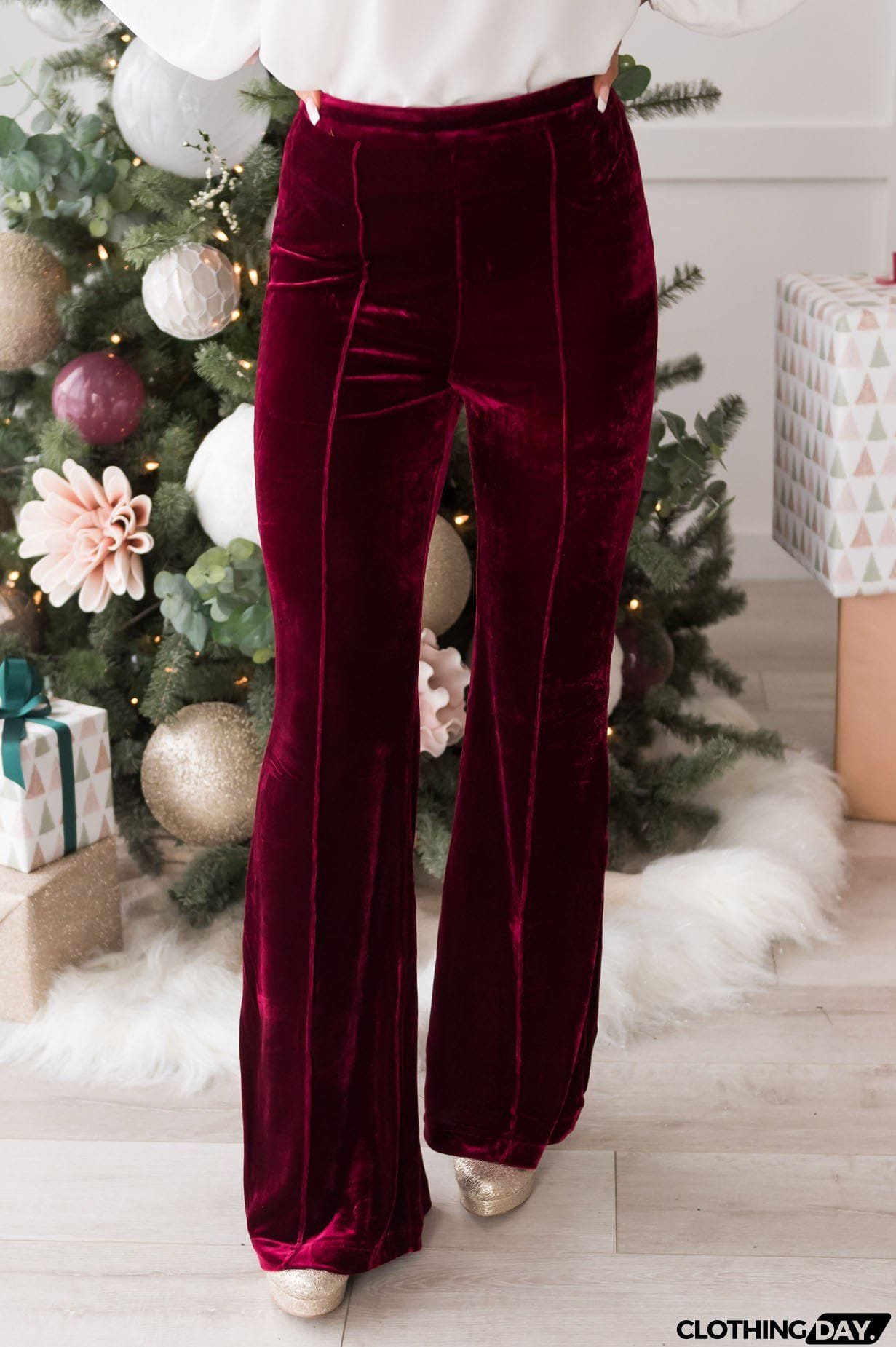Cheerful Velvet Seam Flares Pants