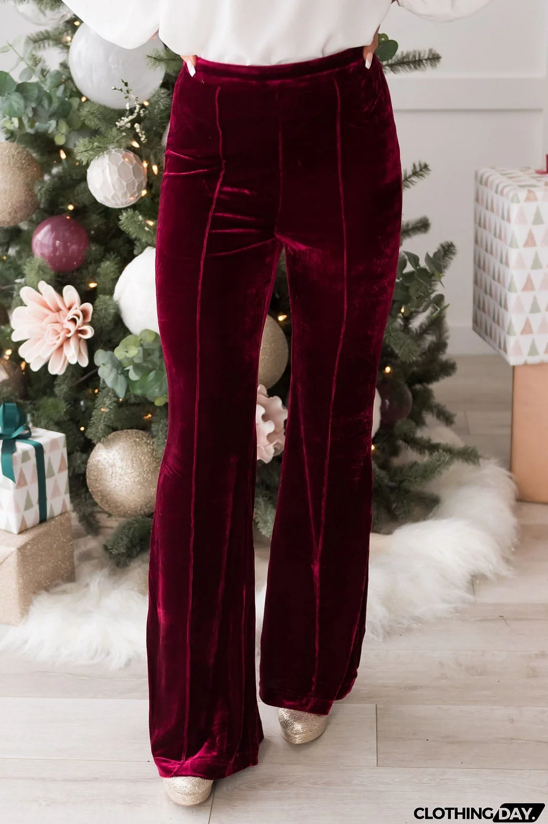 Cheerful Velvet Seam Flares Pants
