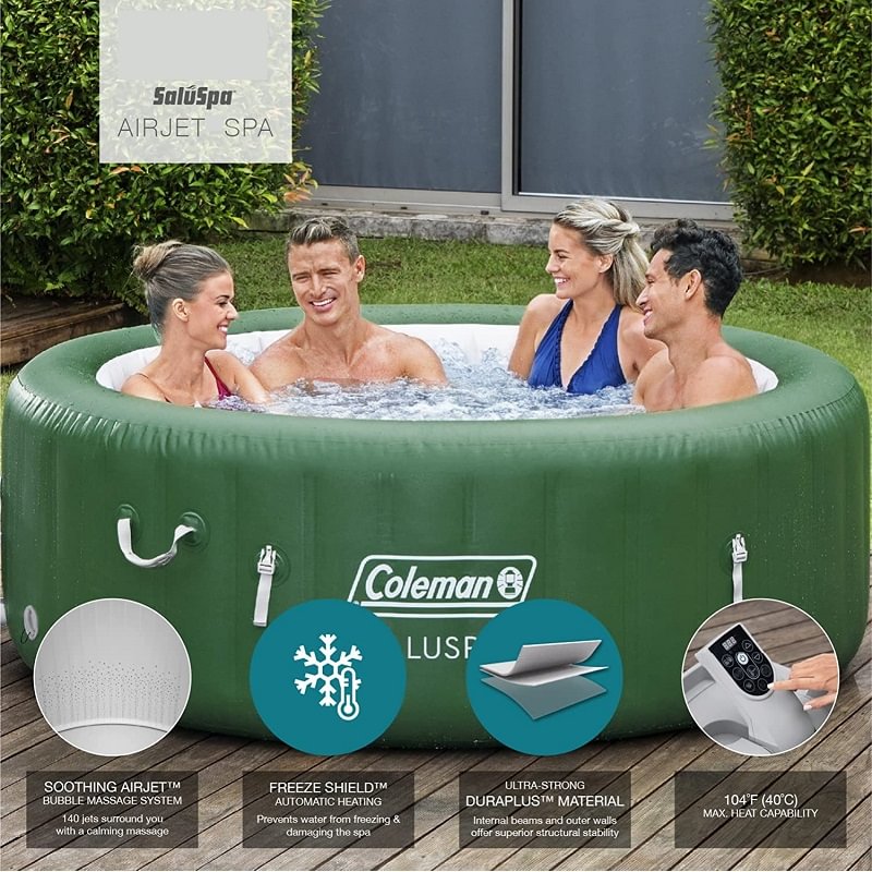 SaluSpa Inflatable Hot Tub | Portable Hot Tub W/ Heated Water System & Bubble Jets | Fits up to 6 People