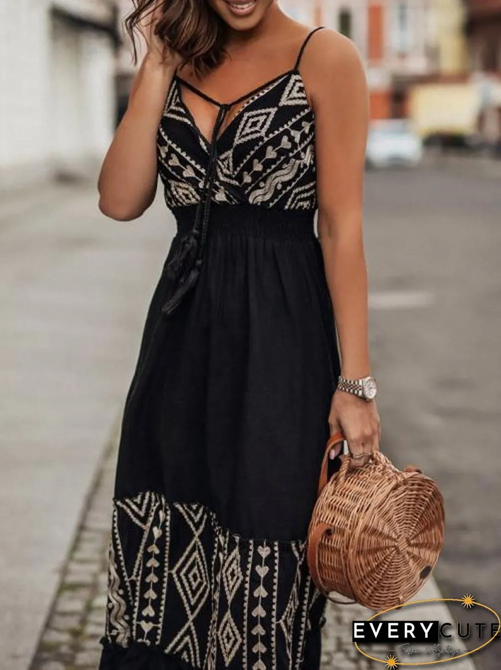 Fashion Embroidery Printed Bohe Sling Dress Women Sexy Off Shoulder Waist Slim Party Dress Summer Elegant Backless Beach Dresses