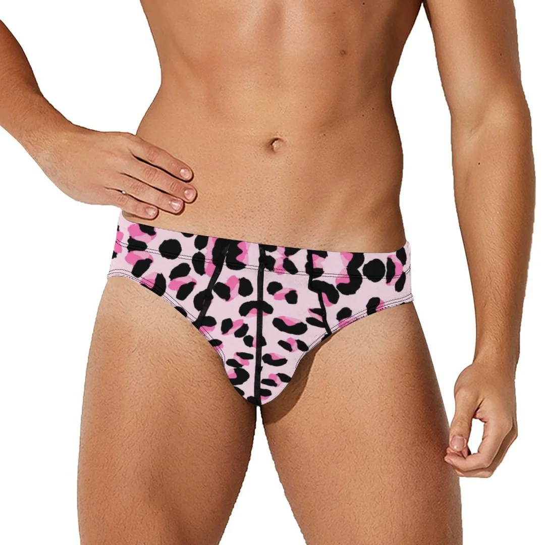 Pink Black Leopard Men's Printed Underwear One Micro Hip Briefs
