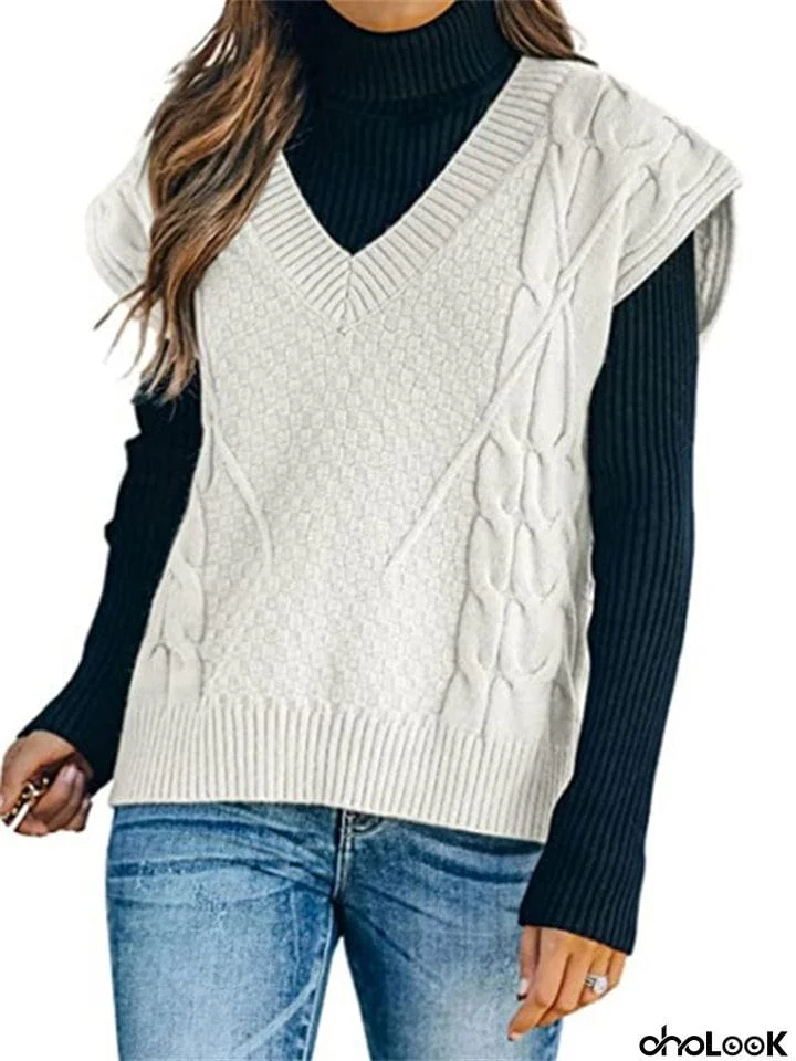 Casual V-Neck Sleeveless Pullover Sweaters