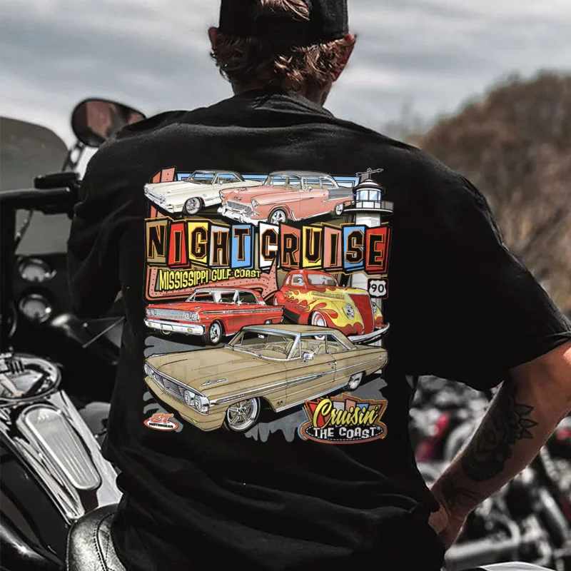 NIGHT CRUISE MISSISSIPPI GULF COAST Classic Car Print Men's T-shirt