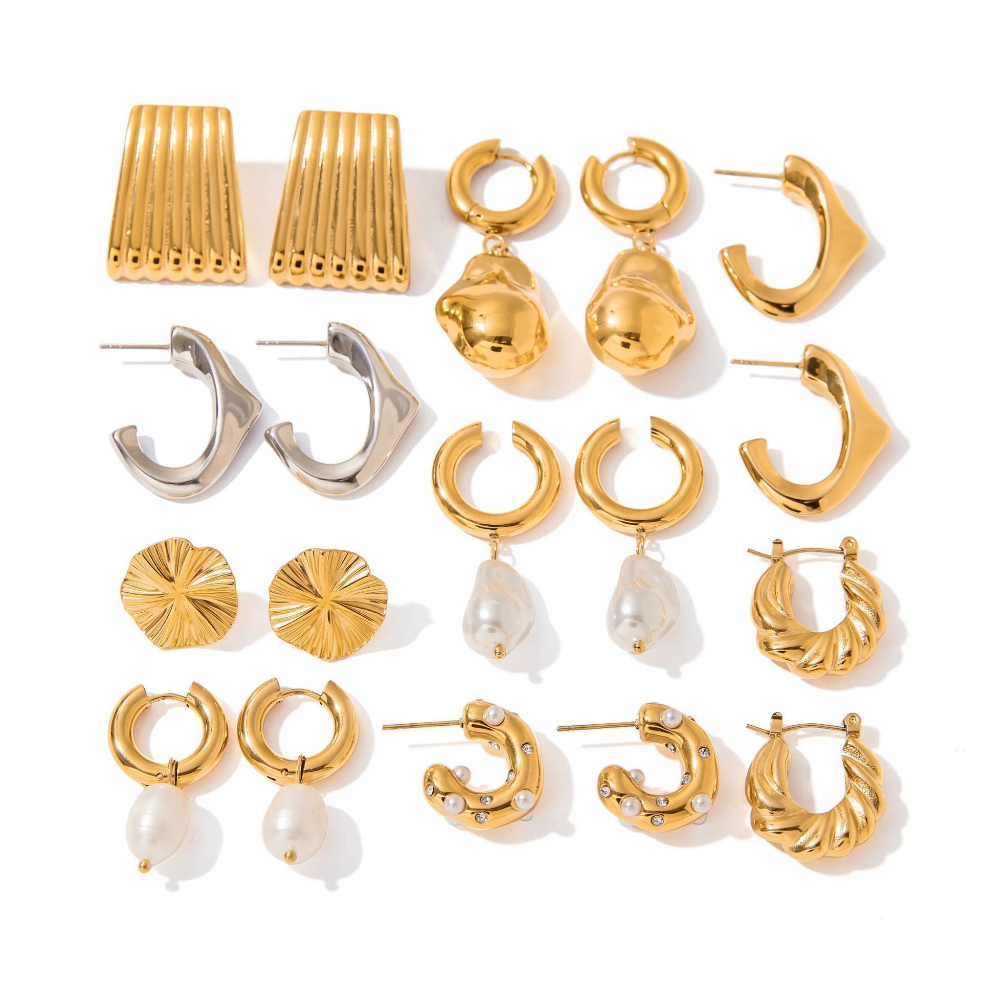 Jie Ding Stainless Steel Earrings Pearl Earrings Female Design Niche Titanium Steel