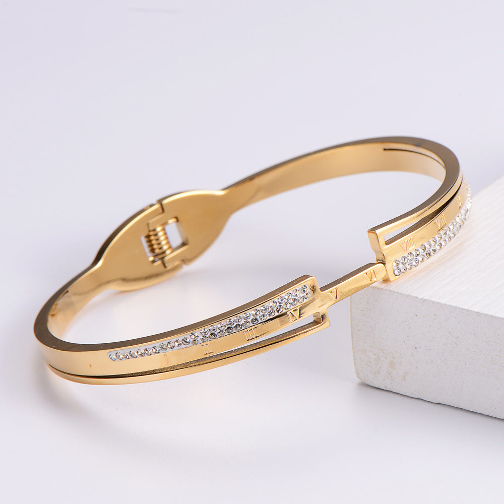 Natural Women Metal Diamond Crown Stainless Steel Bangles