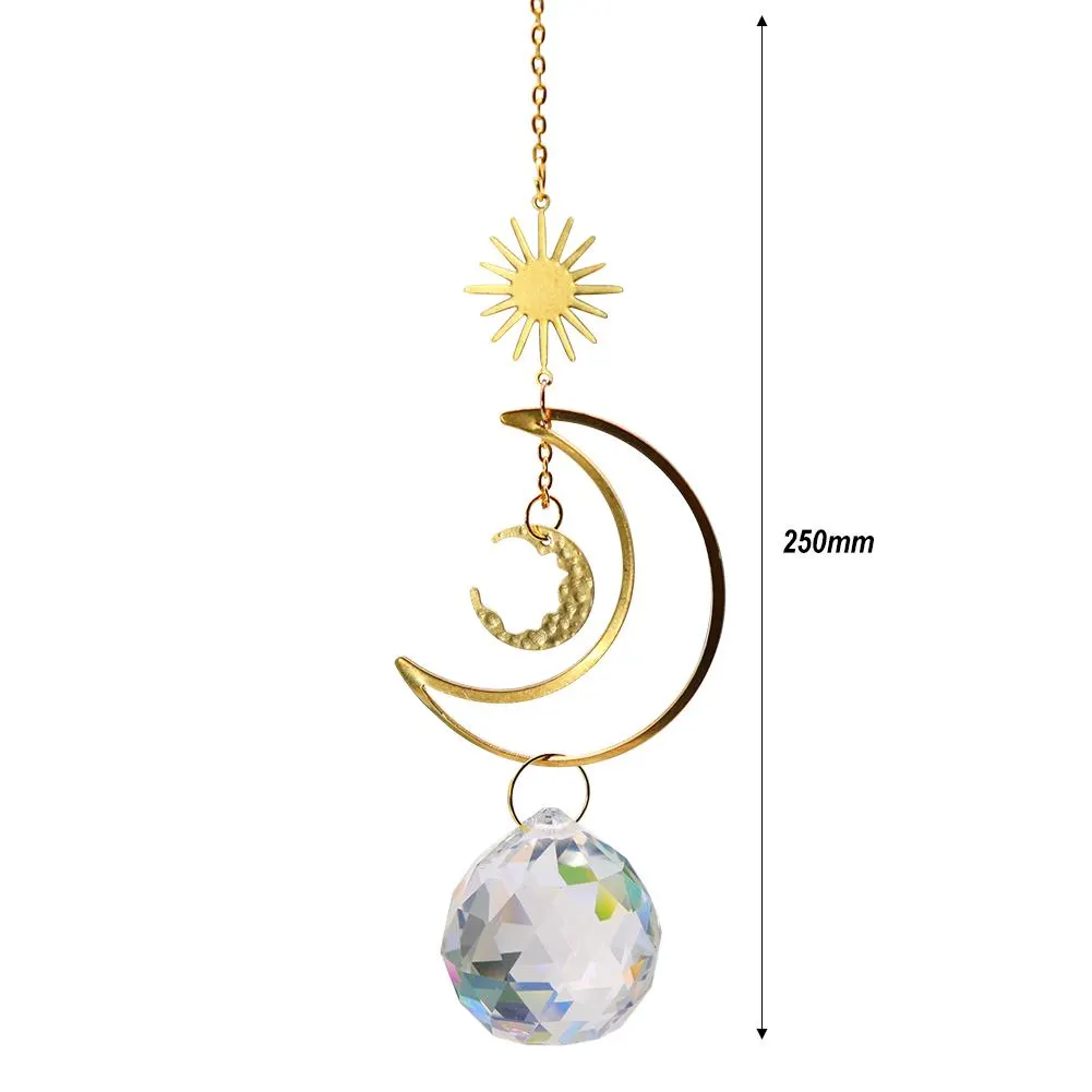 Moon Sun Ball Crystal  Hanging Metal Pendant Garden Decor (19)
