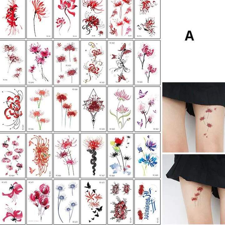 Fashion Colorful Flowers Tattoo Women New Waterproof Temporary Body Art Sticker
