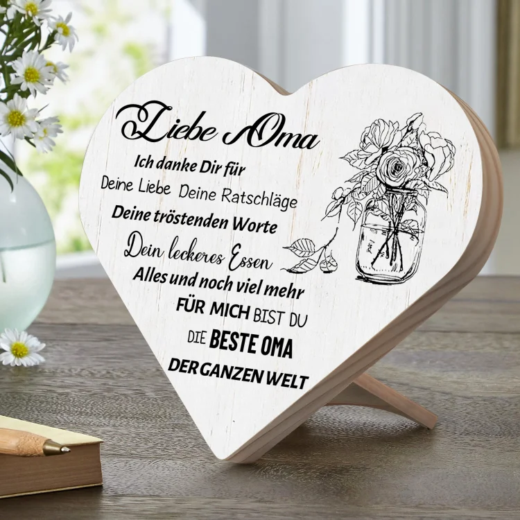 Kettenmachen Herzholz-Deko-Liebe Oma Ich danke dir-Schreibtischdekoration Holz Ornament