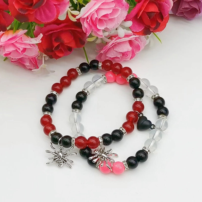 Halloween Jewelry Hot Selling Spider Love Magnetic Suction Couple Elastic Beaded Bracelet Bracelet Jewelry