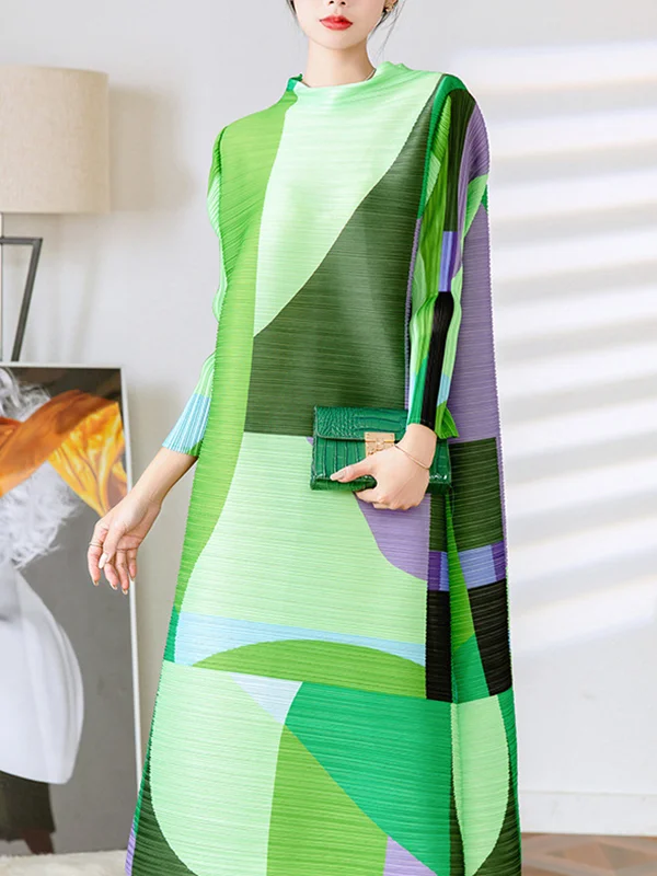 Original Roomy Contrast Color Split-Joint Midi Dress
