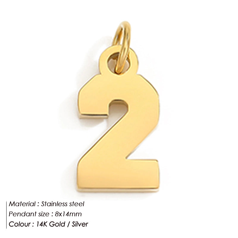 1 Piece 14*17mm 8 * 14mm 304 Stainless Steel 14K Gold Plated Number Pendant Jewelry Accessories