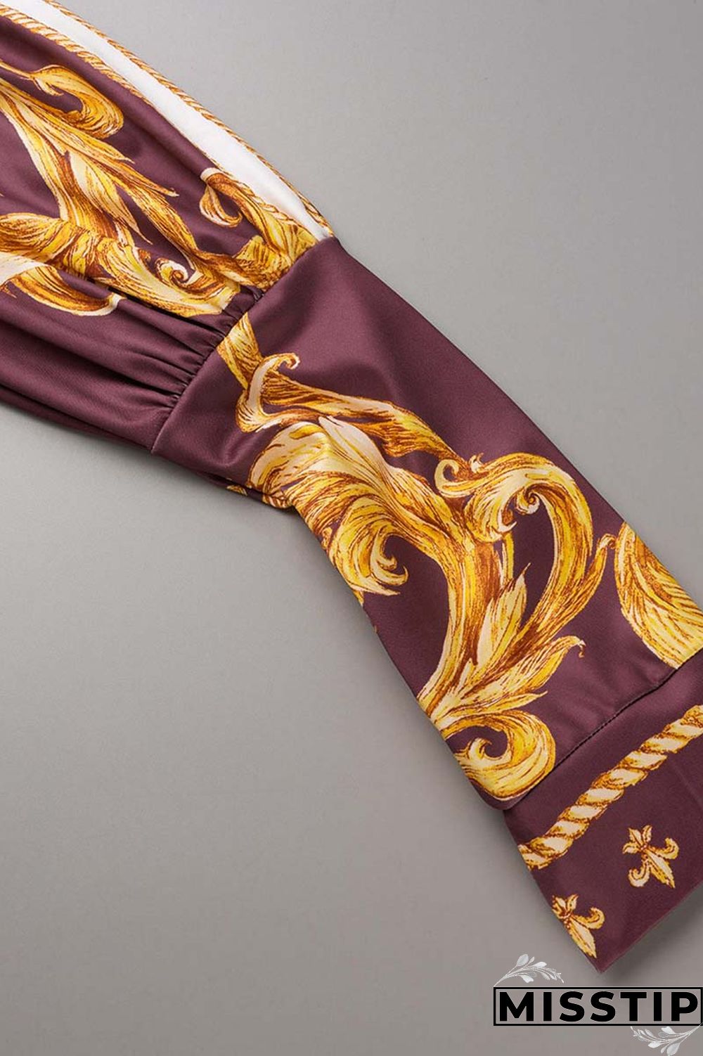 Deep Blue Casual Print Patchwork Turndown Collar Long Sleeve Two Pieces