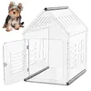 [US Local Warehouse] Acrylic Dog House Lockable Ventilated Modern Dogs Crate Clear Dog Playpen for Small and Medium Dogs Pets 24.02x15.75x23.62inch