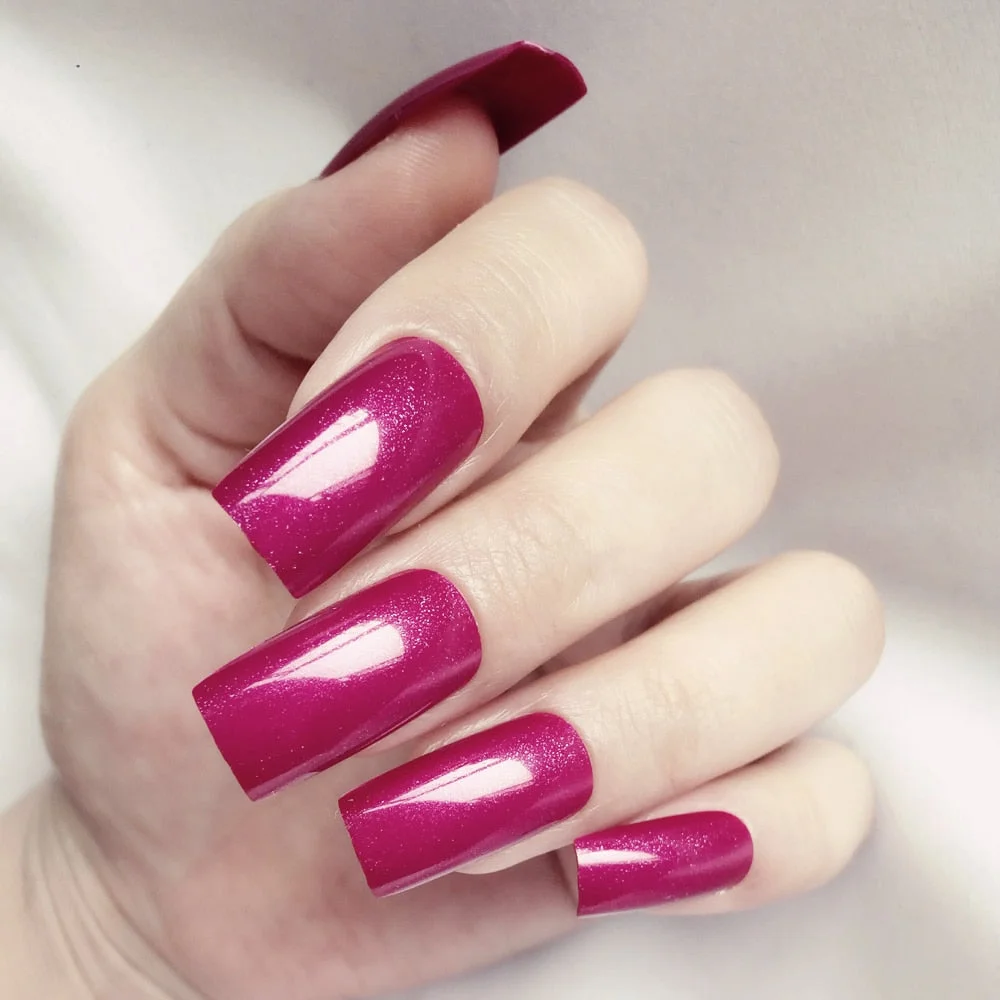 24Pcs Shiny Dark Brown Press On Fake Nails Long Flat Artificial False Nails For Design DIY Full Cover Tips Manicure Tool-Nail Inspo