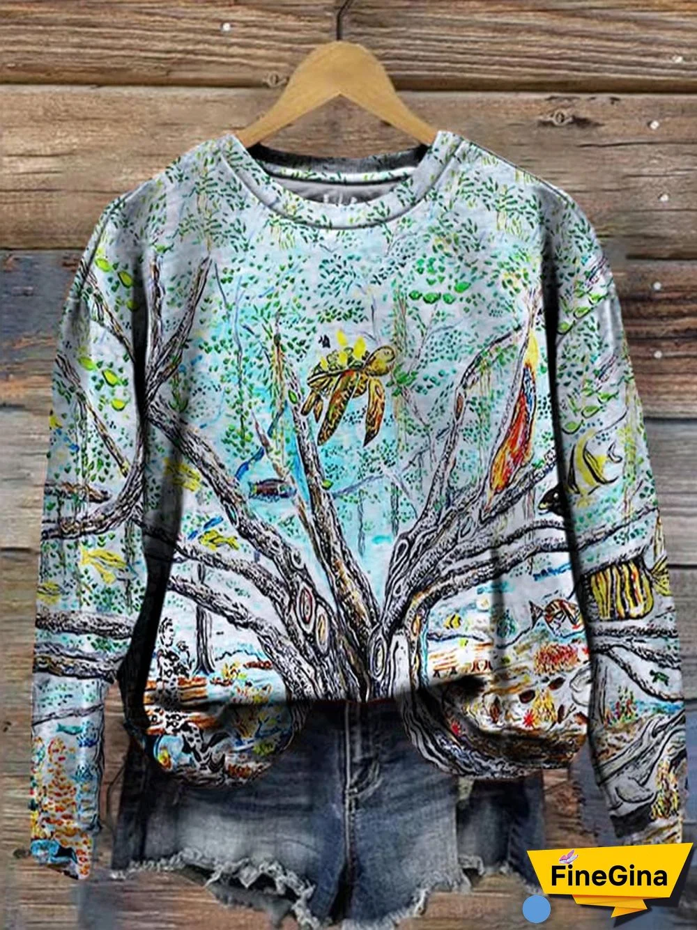 Women's Lahaina Banyan Tree Print Crewneck Sweatshirt