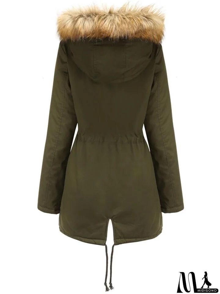 MidiSono - Women's Casual Hooded Thermal Cotton Coats