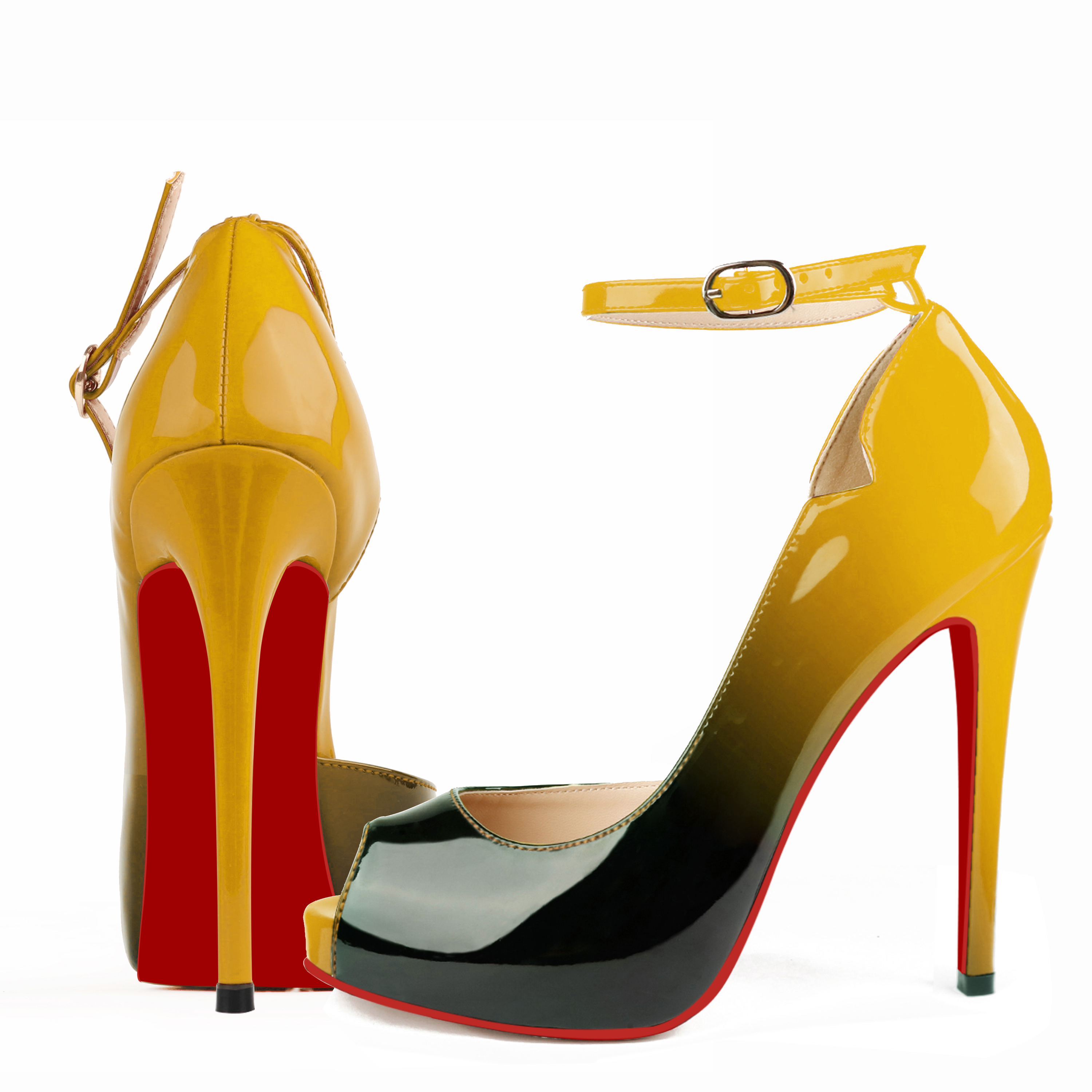 120mm Red Bottom Strap Platform Stilettos Pumps Patent-MERUMOTE