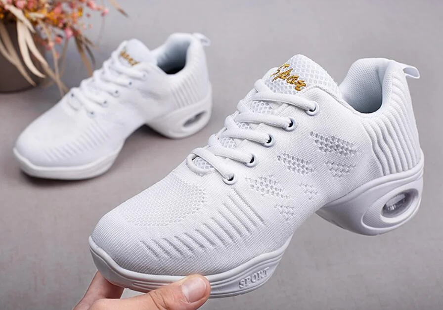 Brand Women Shoes Soft Outsole Woman Breath Jazz Hip Hop Shoes Feature Dance Sneakers Ladies Girl's Modern Jazz Dancing Shoes W3