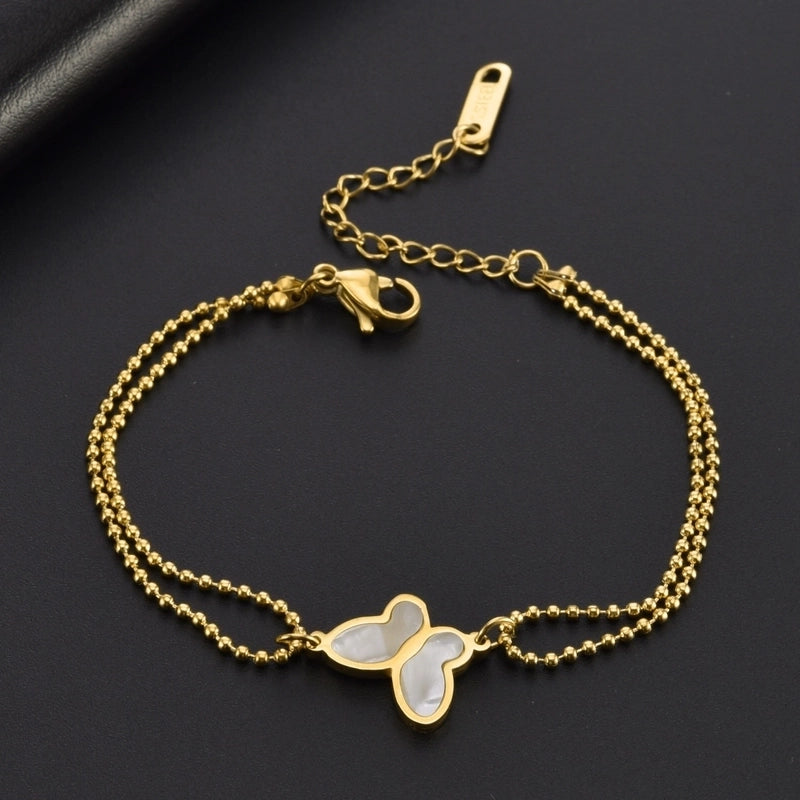 Elegant Butterfly Titanium Steel 18K Gold Plated Acrylic Bracelets In Bulk