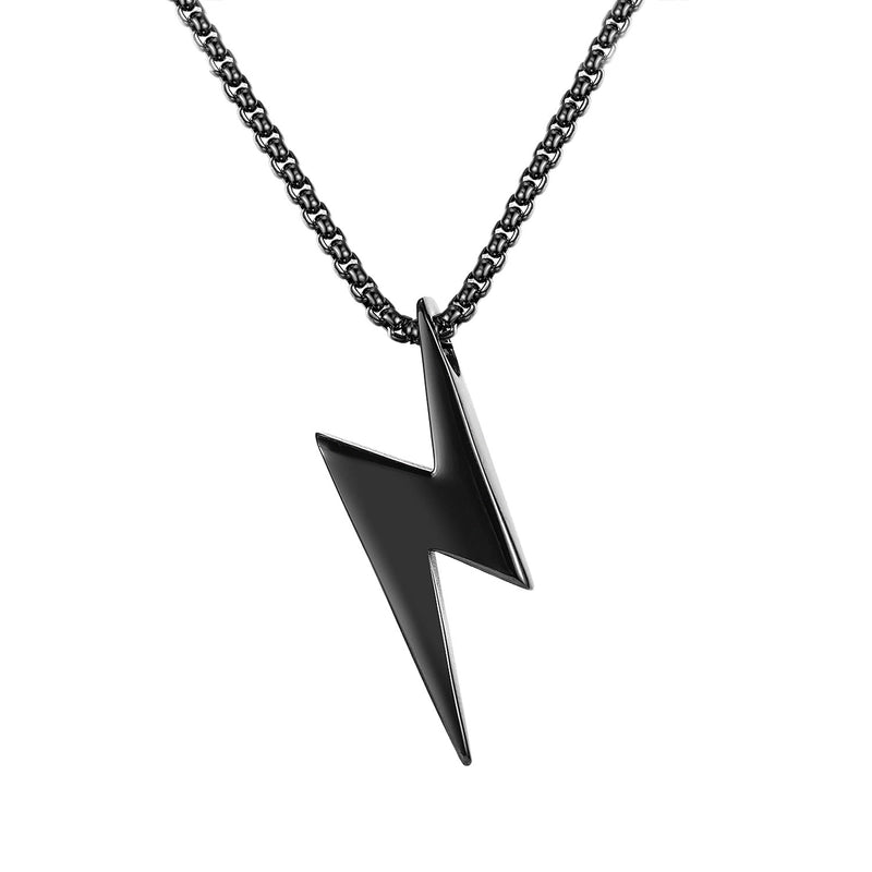 Minimalist Streetwear Lightning Titanium Steel Polishing Unisex Pendant Necklace Men Pendant Necklaces