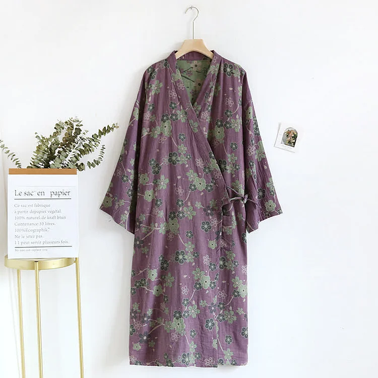 Jacquard Plum Blossom Pure Cotton Bathrobe Radinnoo.com