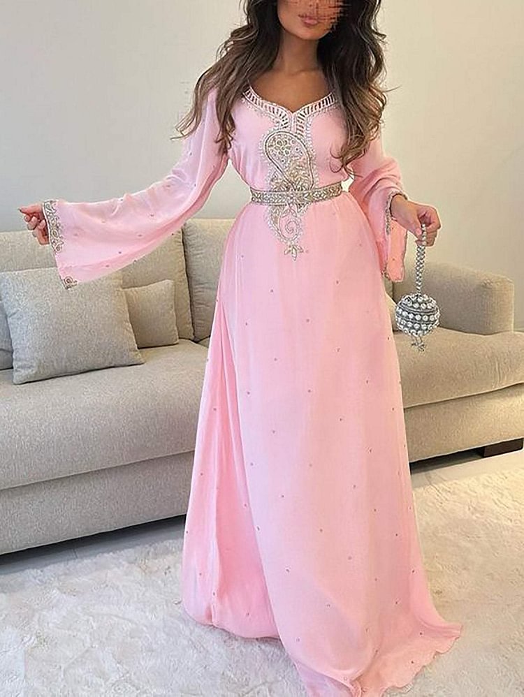 Elegant Embroidered Pink Dress