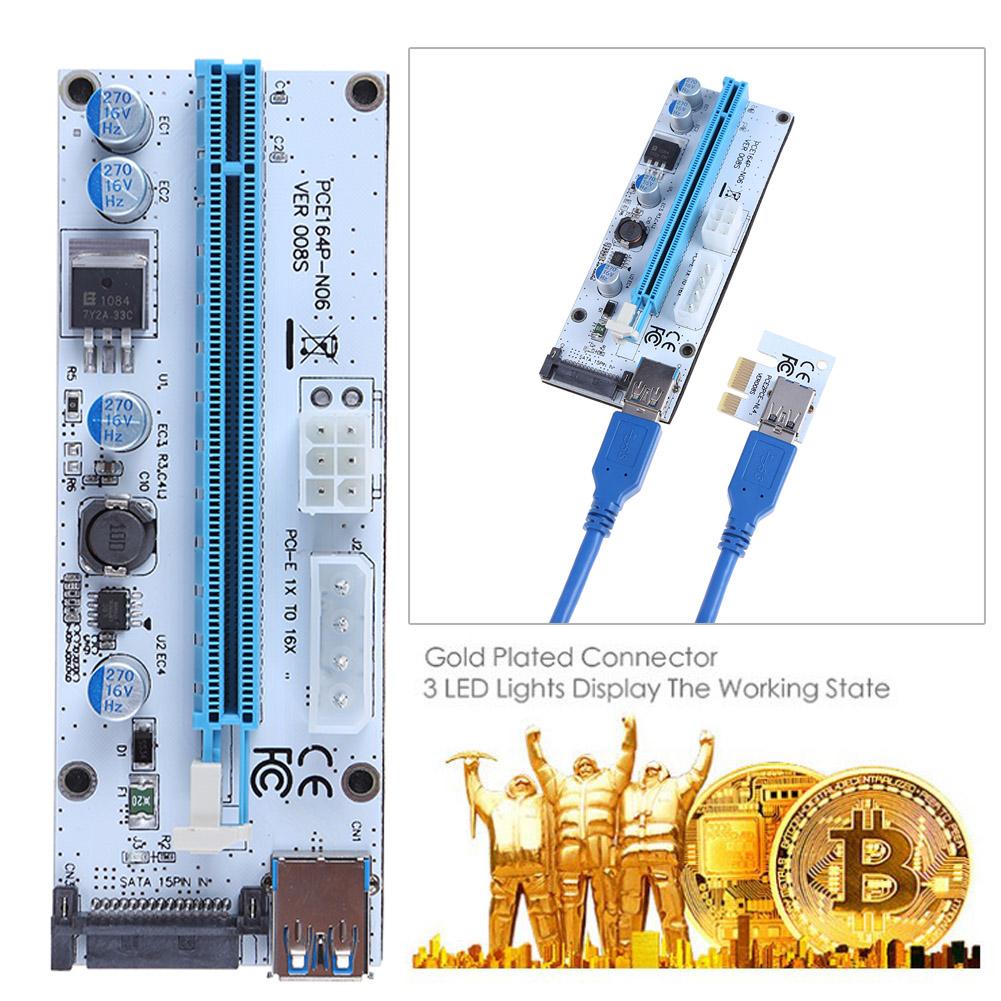 

PCI-E 1x to 16x Adapter Video Extender Card Mining Cable with 3 Power Ports, 501 Original