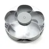 Divided Spinning Snack Serving Tray 5-Compartment Rotating Round Snackle Box Container with Lid for Chips and Dip Nut Candy Fruit Party Picnic