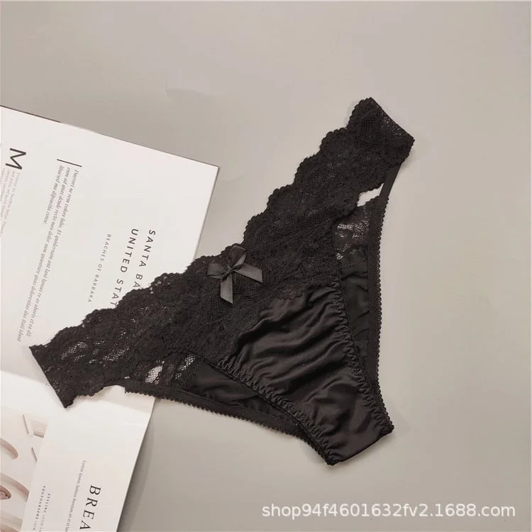Underwear Women Sexy Lace Thong Pants Female Hollow Out Panties Low Waist Fashion Underpants New Ladies Bow Underwear Shorts